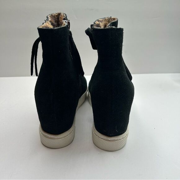 Steve Madden Hidden Wedge Saidi Black Suede Sneakers Shoes 6.5 - Picture 4 of 8